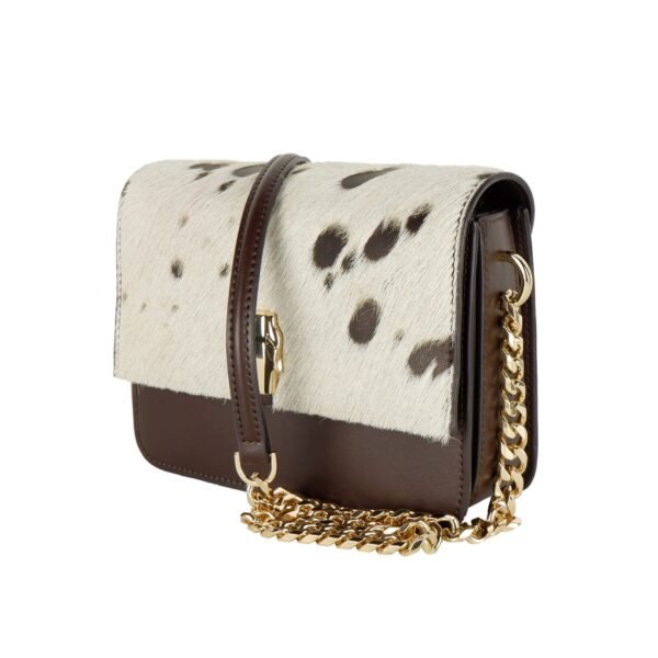 Cavalli Class Chic Two-Tone Small Shoulder Bag in White & Brown - Image 2