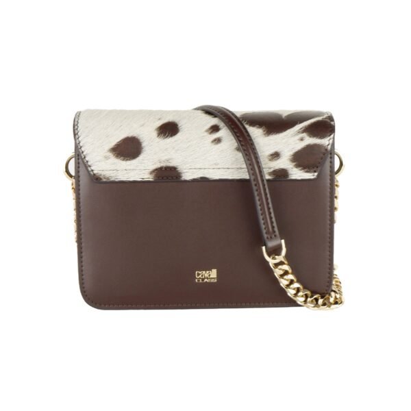 Cavalli Class Chic Two-Tone Small Shoulder Bag in White & Brown - Image 3