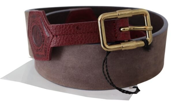 GF Ferre Elegant Brown Leather Belt with Gold Buckle - Image 2