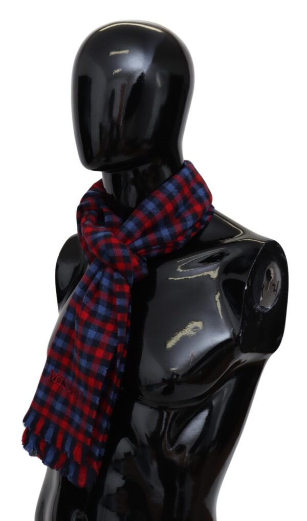 Missoni Chic Check Pattern Wool Scarf with Logo Embroidery - Image 2