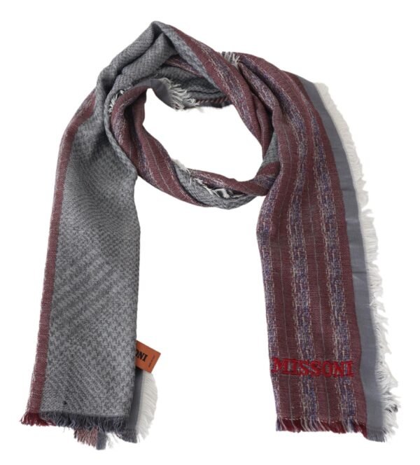 Missoni Elegant Wool Striped Logo Scarf - Image 3