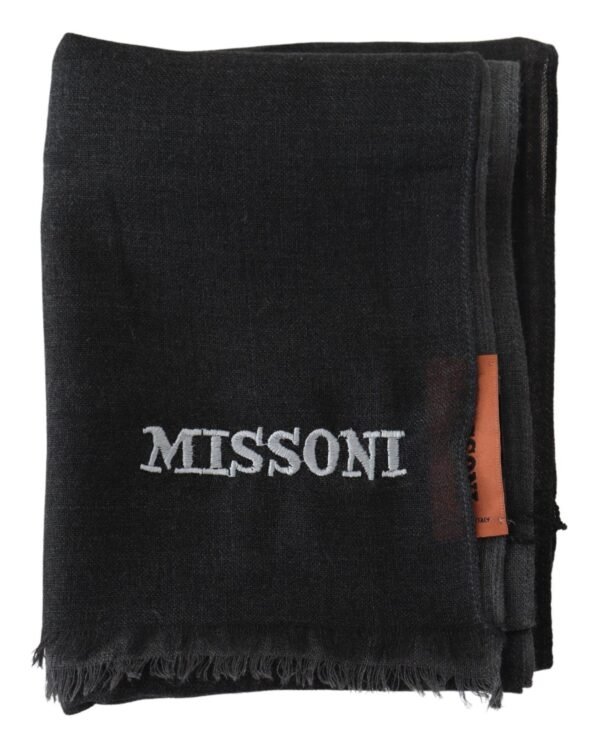 Missoni Elegant Black Wool Scarf with Embroidered Logo - Image 4