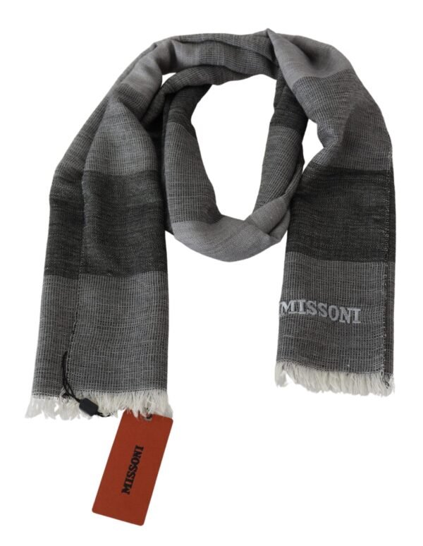 Missoni Elegant Striped Wool Scarf with Logo Embroidery - Image 3