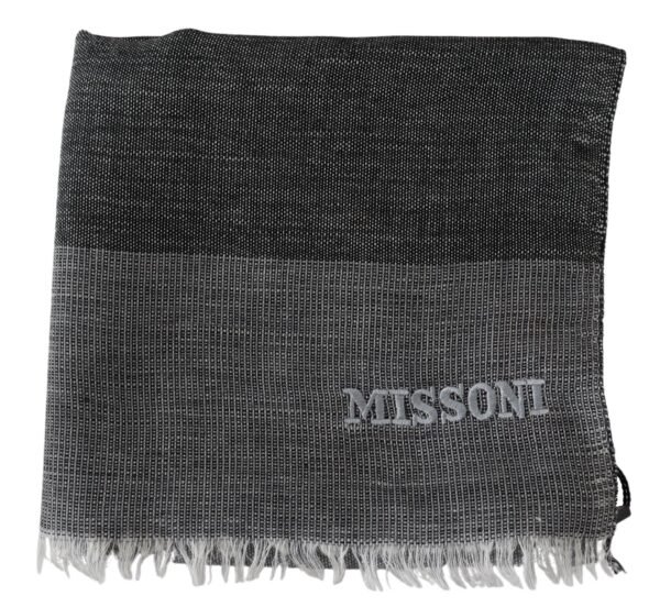 Missoni Elegant Striped Wool Scarf with Logo Embroidery - Image 4