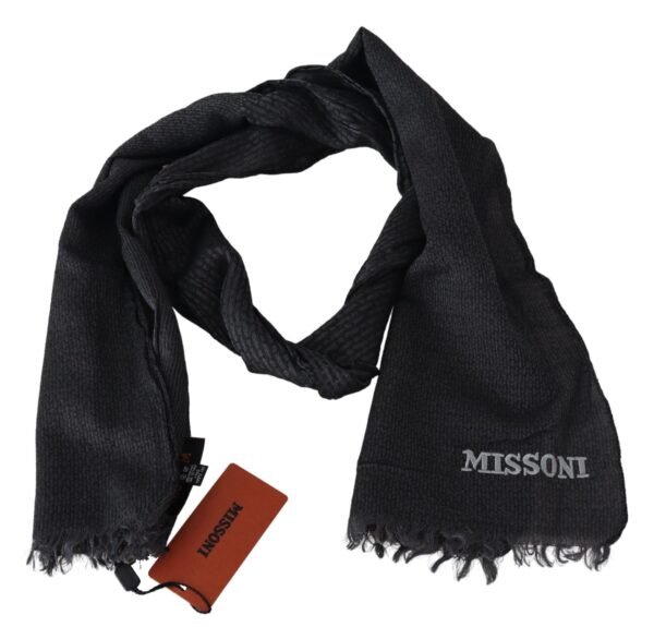 Missoni Elegant Black Wool Fringed Scarf - Image 3