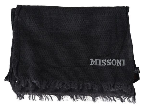 Missoni Elegant Black Wool Fringed Scarf - Image 4