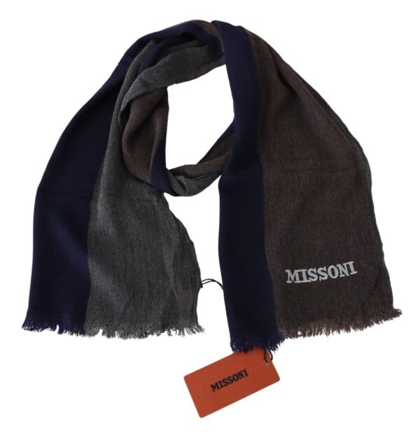 Missoni Elegant Multicolor Wool Scarf with Signature Embroidery - Image 4
