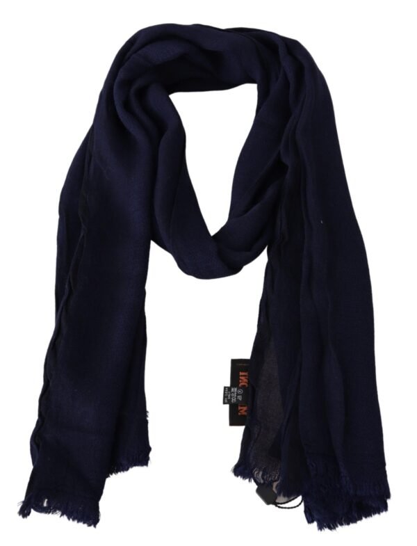 Missoni Elegant Blue Wool Scarf with Embroidered Logo - Image 2
