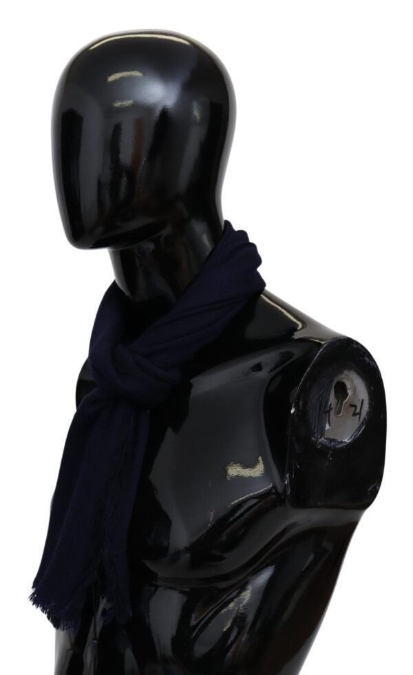 Missoni Elegant Blue Wool Scarf with Embroidered Logo - Image 4