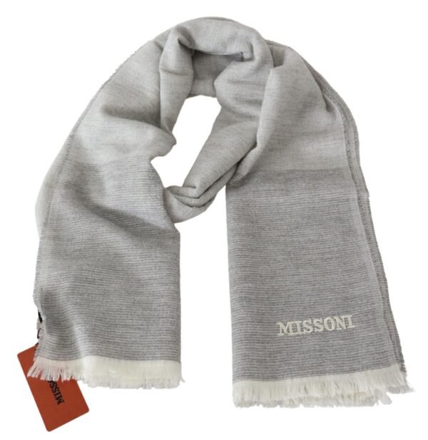 Missoni Elegant Beige Wool Scarf with Embroidery Detail - Image 2