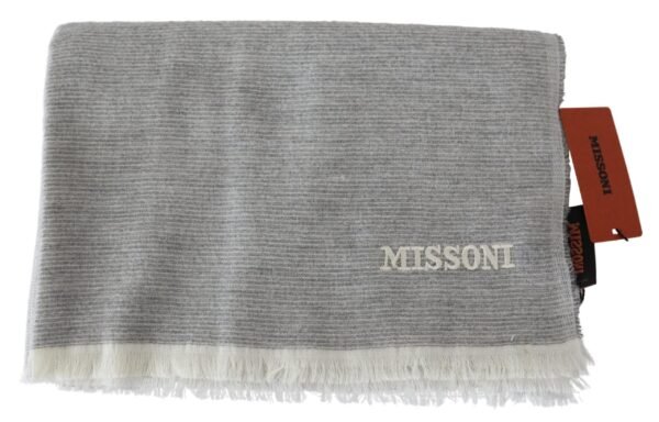 Missoni Elegant Beige Wool Scarf with Embroidery Detail - Image 3