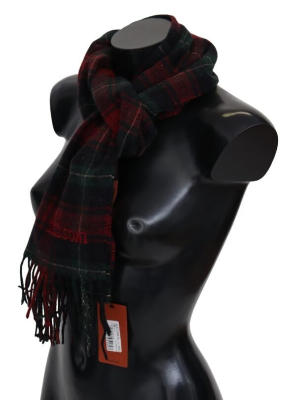 Missoni Elegant Check Wool Scarf with Logo Embroidery - Image 2
