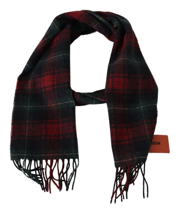 Missoni Elegant Check Wool Scarf with Logo Embroidery - Image 3