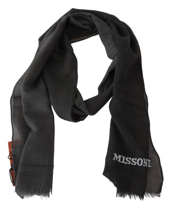 Missoni Elegant Black Wool Scarf with Fringes - Image 3