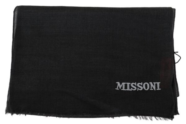 Missoni Elegant Black Wool Scarf with Fringes - Image 4