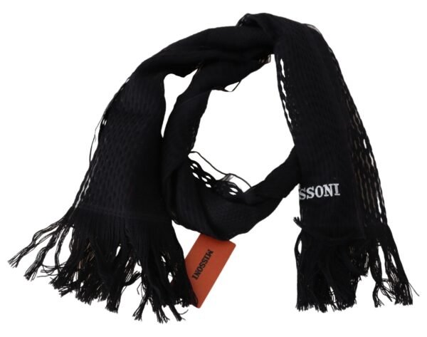 Missoni Elegant Wool Silk Unisex Black Scarf - Image 2