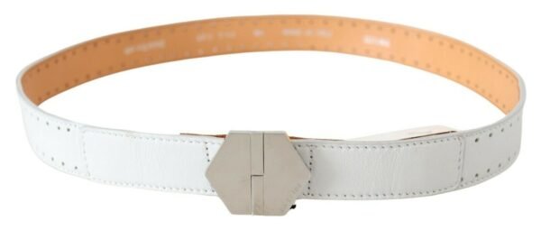 GF Ferre Elegant White Leather Fashion Belt - Image 3