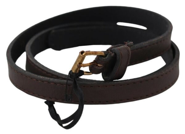 MILA SCHÖN Elegant Brown Leather Fashion Belt with Gold-Tone Buckle - Image 2