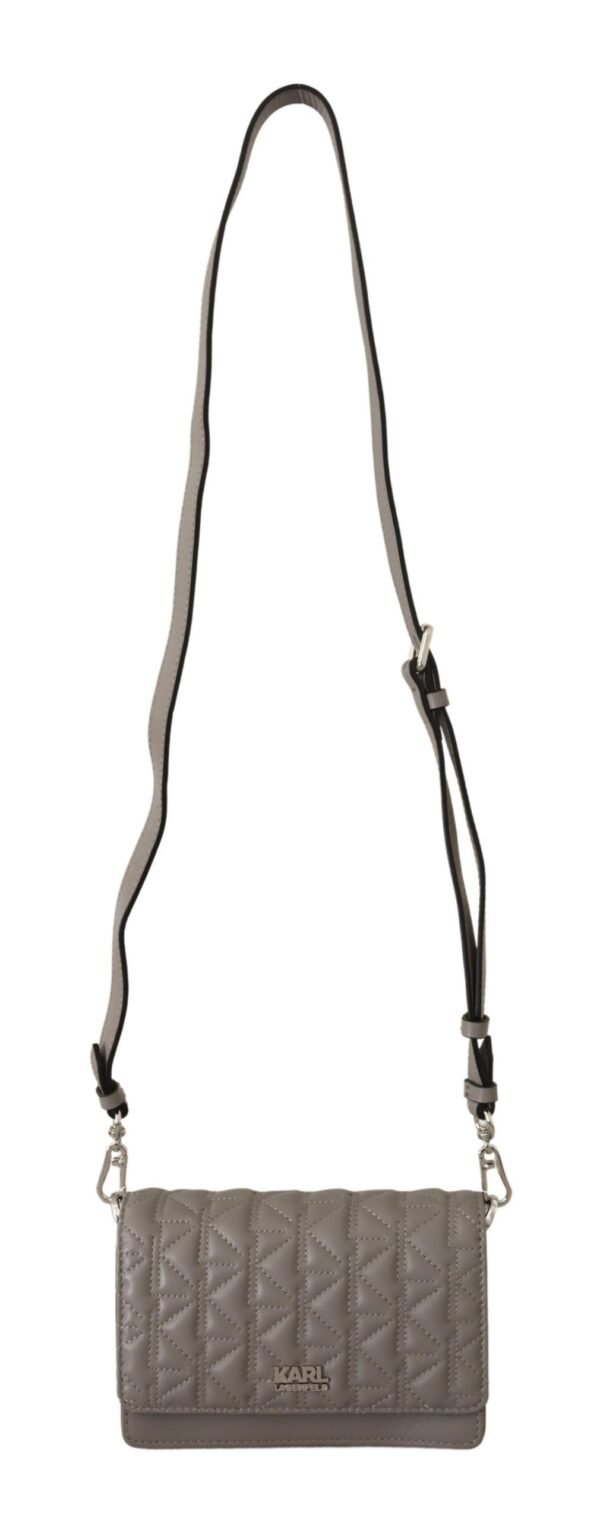 Karl Lagerfeld Elegant Grey Leather Crossbody Bag - Image 2