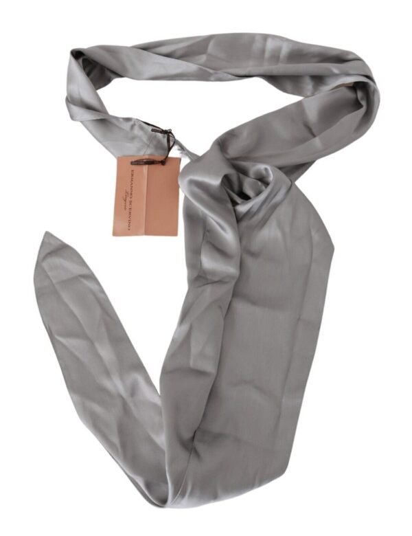 Ermanno Scervino Sleek Silver Silk Neck Scarf for Men - Image 4