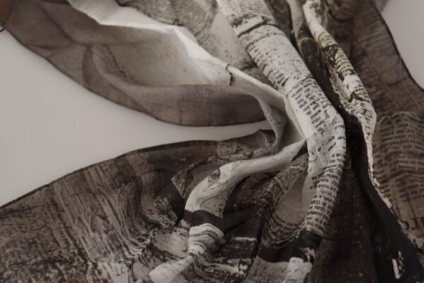 John Galliano Elegant Newspaper Print Cotton Scarf - Image 2