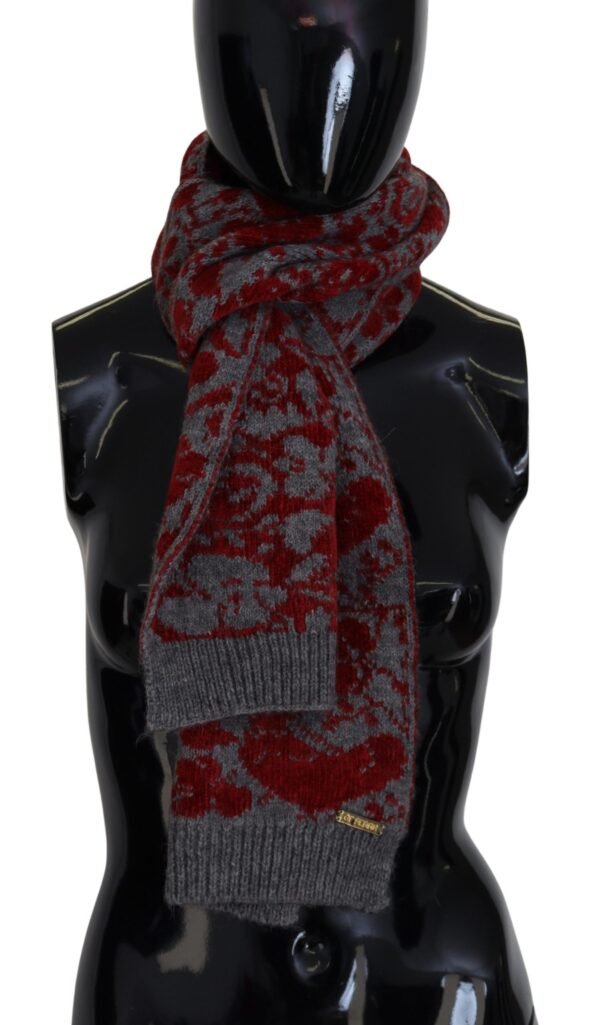 GF Ferre Chic Red and Grey Cotton Wrap Scarf - Image 2