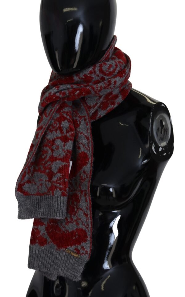 GF Ferre Chic Red and Grey Cotton Wrap Scarf - Image 3