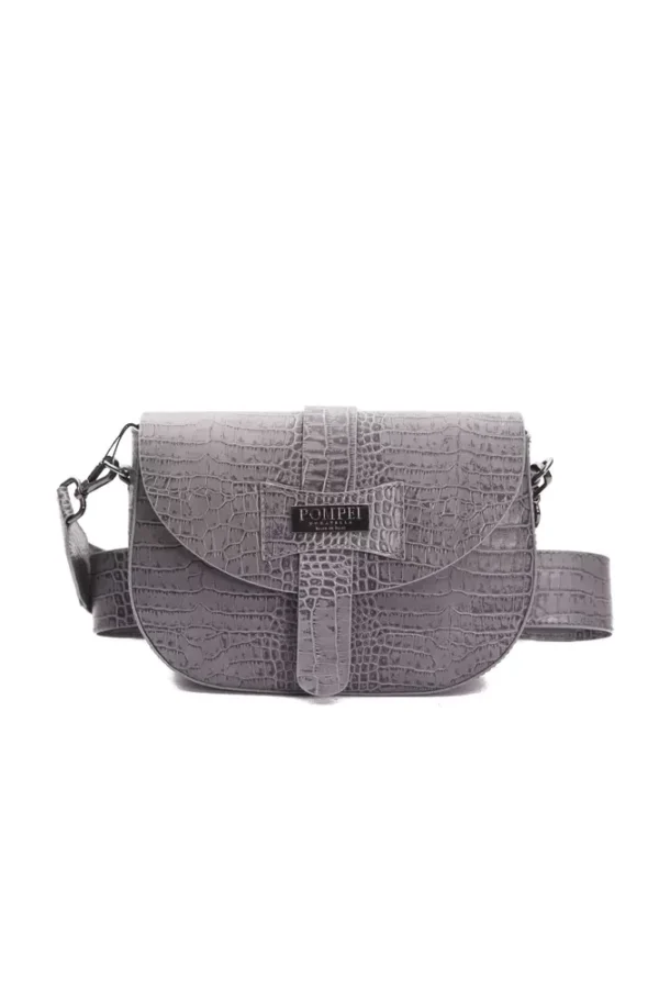 Pompei Donatella Gray Leather Crossbody