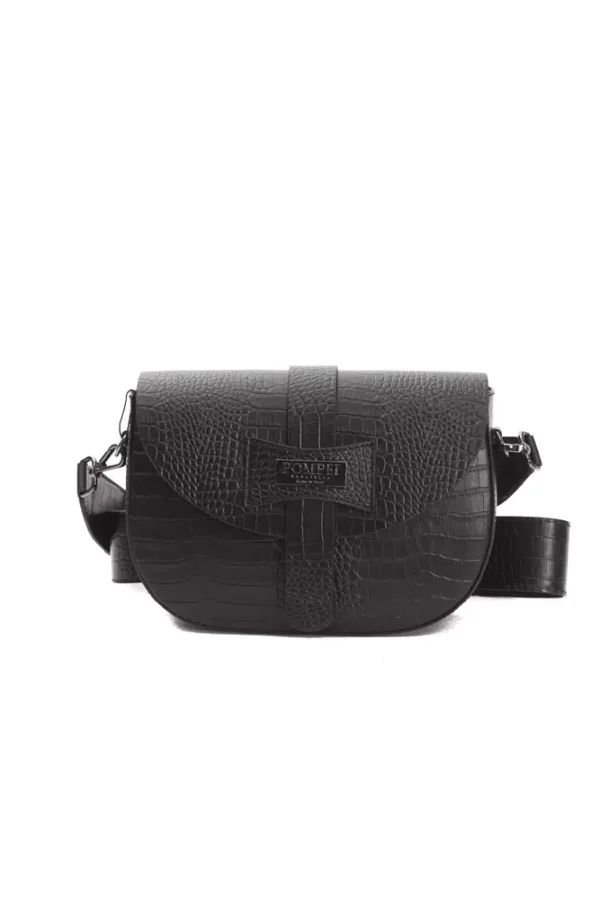 Pompei Donatella Black Leather Crossbody Bag for Women