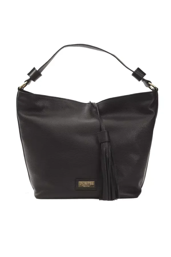 Pompei Donatella Black Leather Shoulder Bag for Women