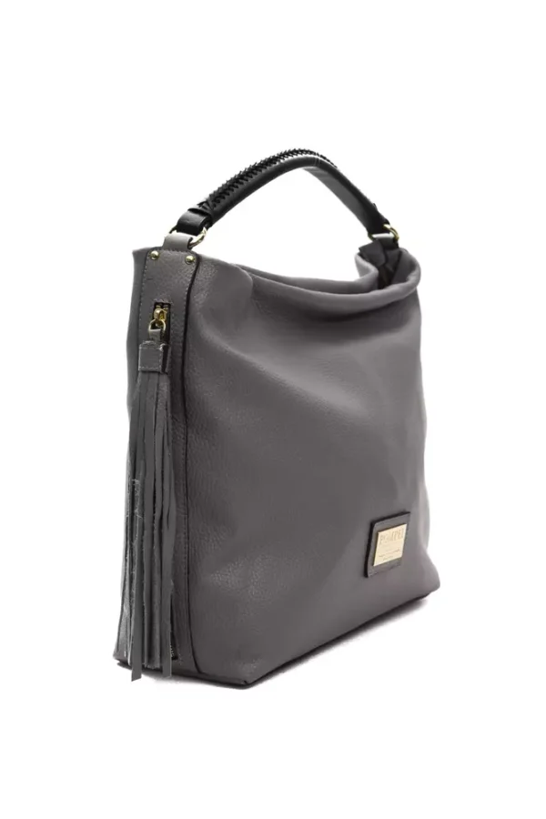 Pompei Donatella Gray Leather Shoulder Bag for Women - Image 2