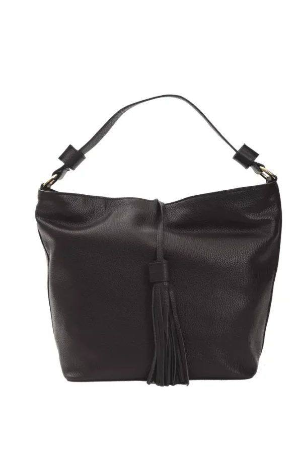 Pompei Donatella Black Leather Shoulder Bag for Women - Image 3