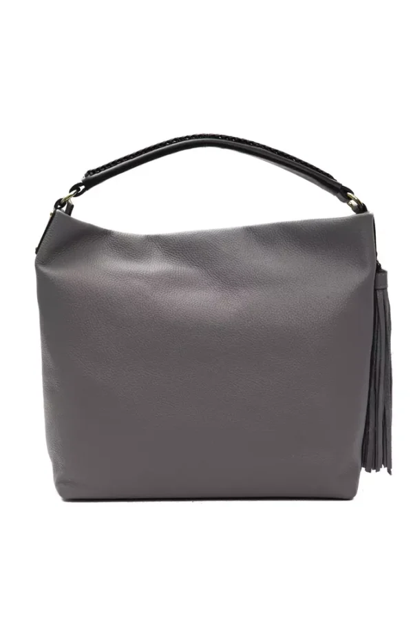 Pompei Donatella Gray Leather Shoulder Bag for Women - Image 3