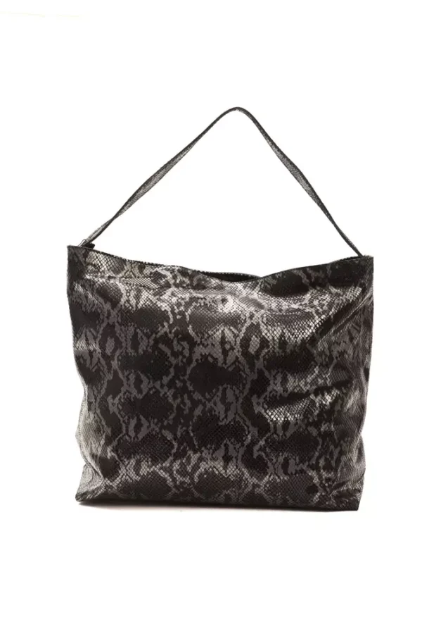 Pompei Donatella Gray Leather Shoulder Bag for Women - Image 3