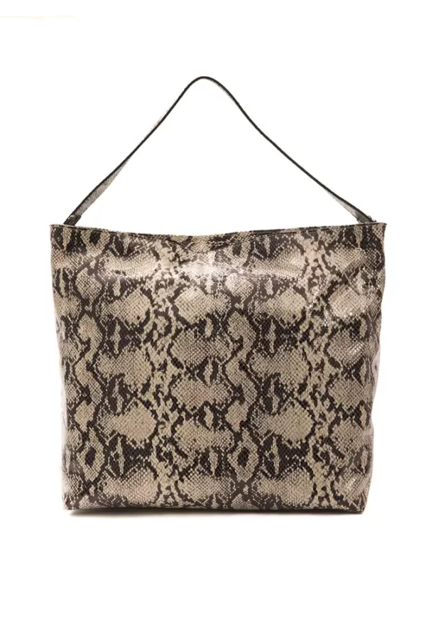 Pompei Donatella Gray Leather Shoulder Bag for Women - Image 3