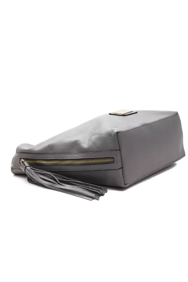 Pompei Donatella Gray Leather Shoulder Bag for Women - Image 4