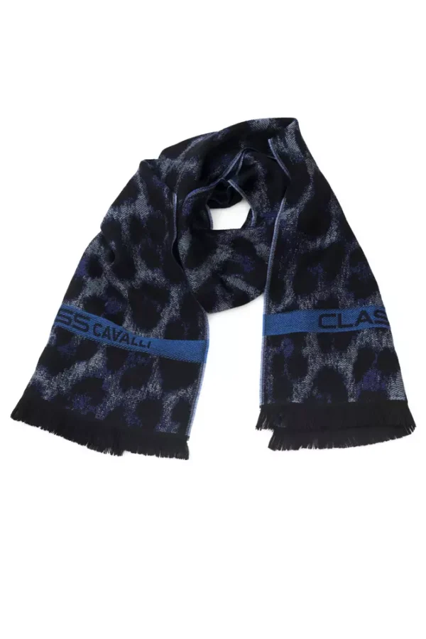 Cavalli Class Blue Wool Men Scarf - Image 3