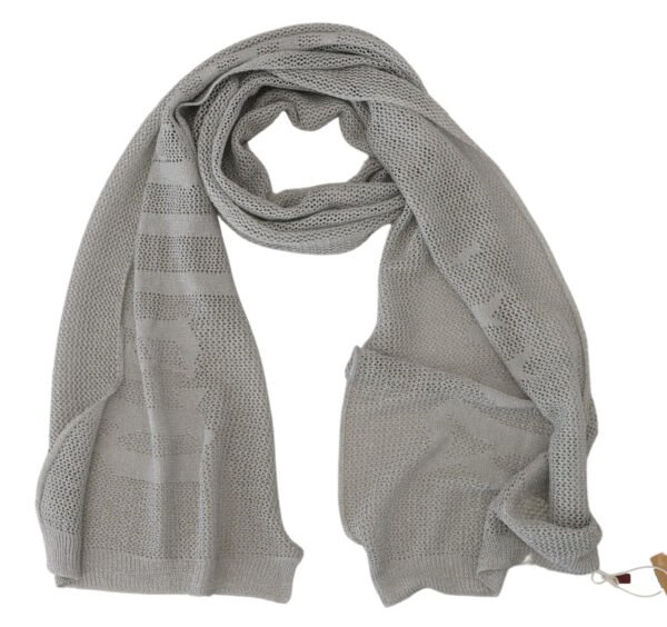 John Galliano Elegant Gray Knitted Designer Scarf - Image 4