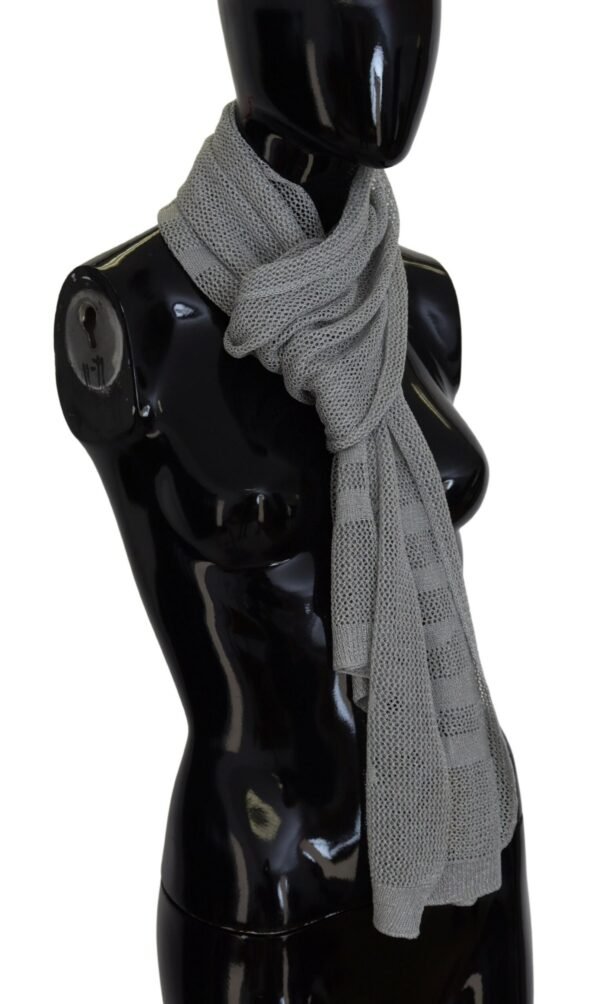 John Galliano Elegant Gray Knitted Designer Scarf - Image 2