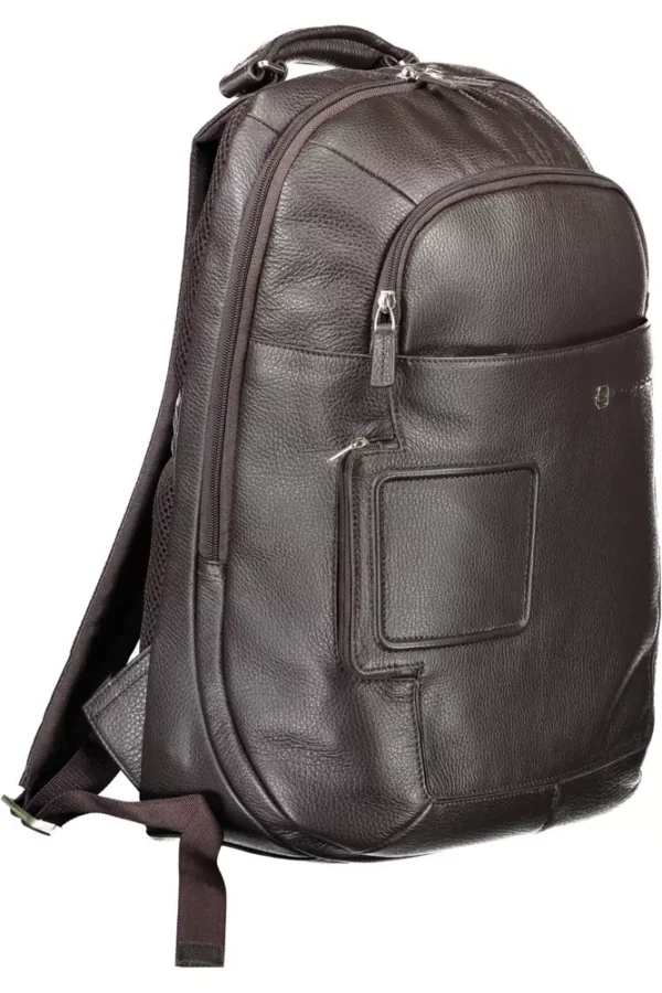 Piquadro Brown Leather Men Backpack - Image 3