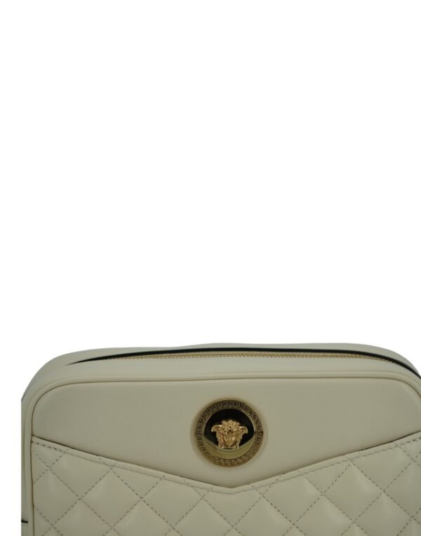 Versace Elegant White Leather Camera Shoulder Bag - Image 4