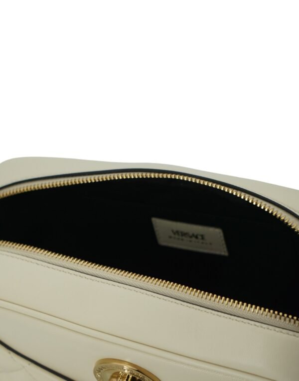 Versace Elegant White Leather Camera Shoulder Bag - Image 5