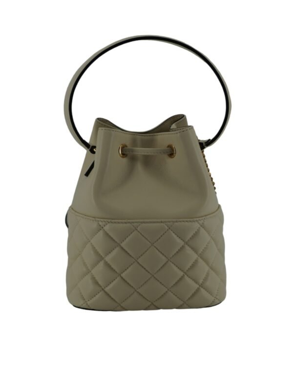 Versace Elegant Small White Leather Bucket Shoulder Bag - Image 2