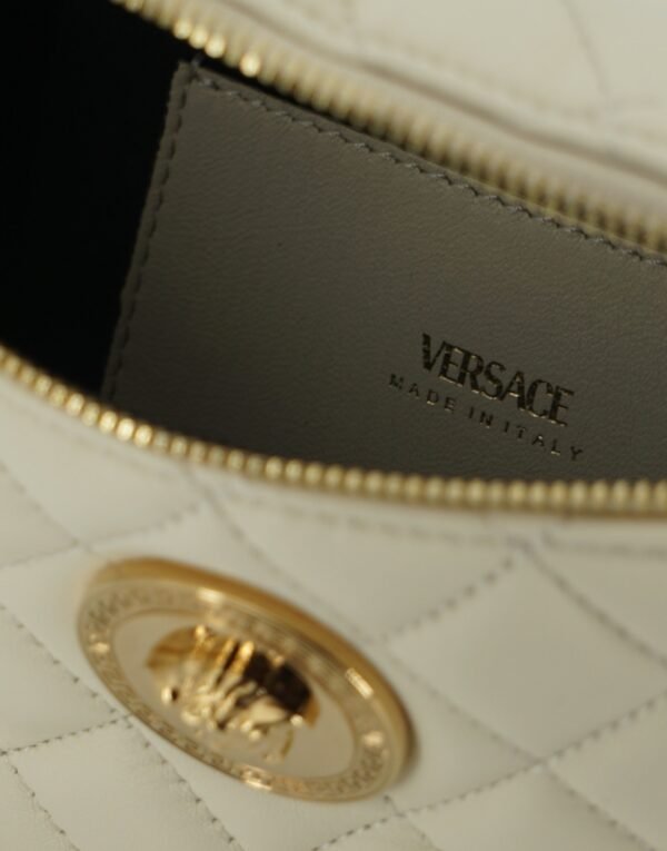 Versace Elegant White Lamb Leather Belt Bag - Image 5