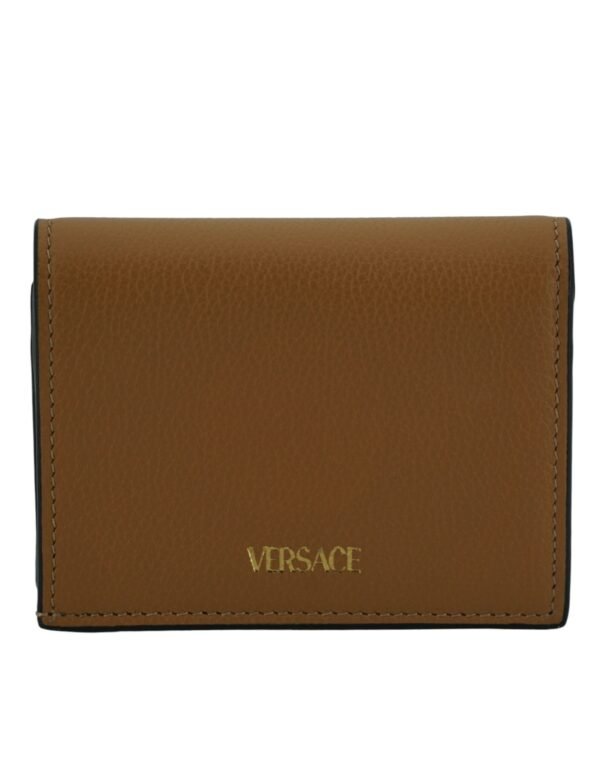 Versace Elegant Compact Leather Wallet in Brown - Image 2