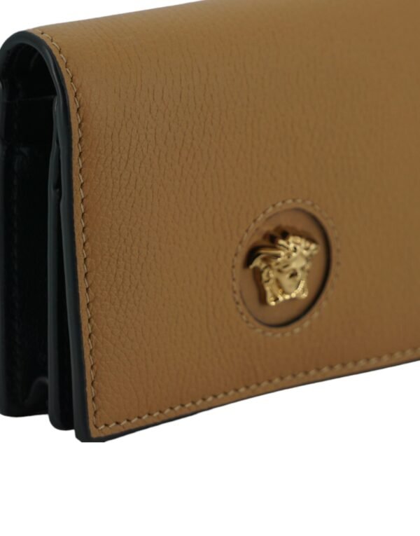 Versace Elegant Compact Leather Wallet in Brown - Image 3