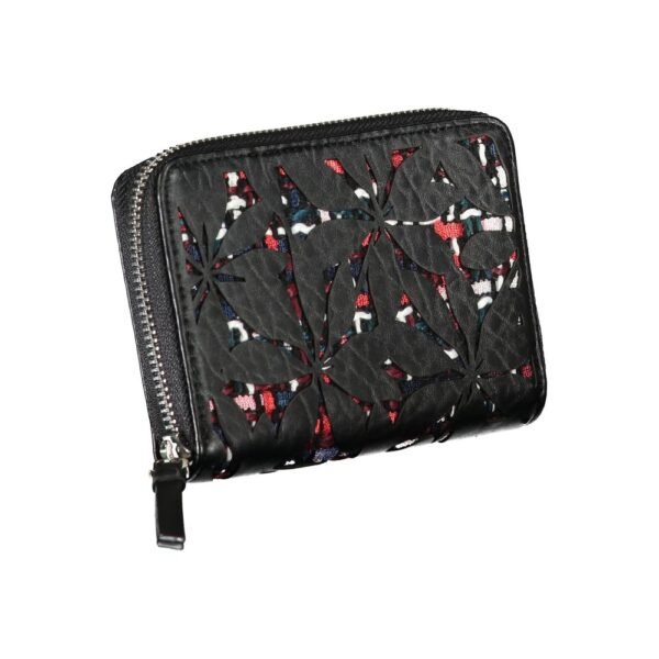 Desigual Elegant Black Zip Wallet with Contrasting Accents - Image 3