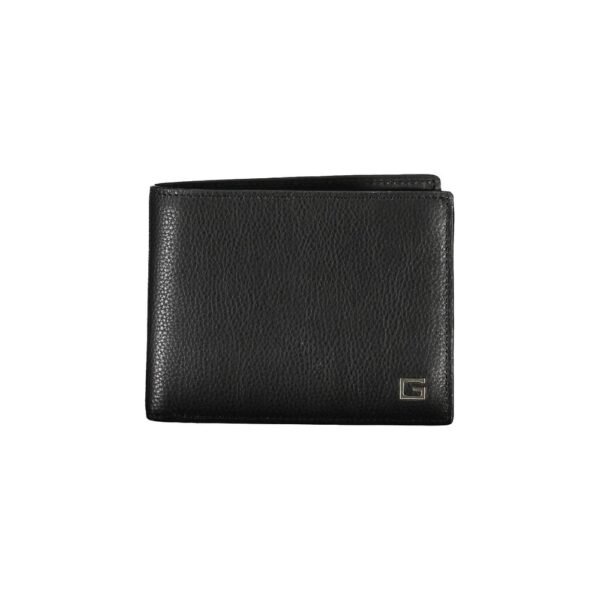Guess Jeans Men Sleek Black Leather Dual Compartment Wallet