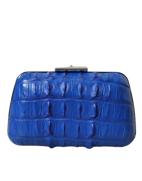 Balenciaga Electric Blue Crocodile Skin Clutch - Image 2