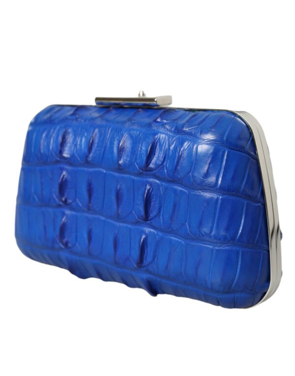Balenciaga Electric Blue Crocodile Skin Clutch - Image 3